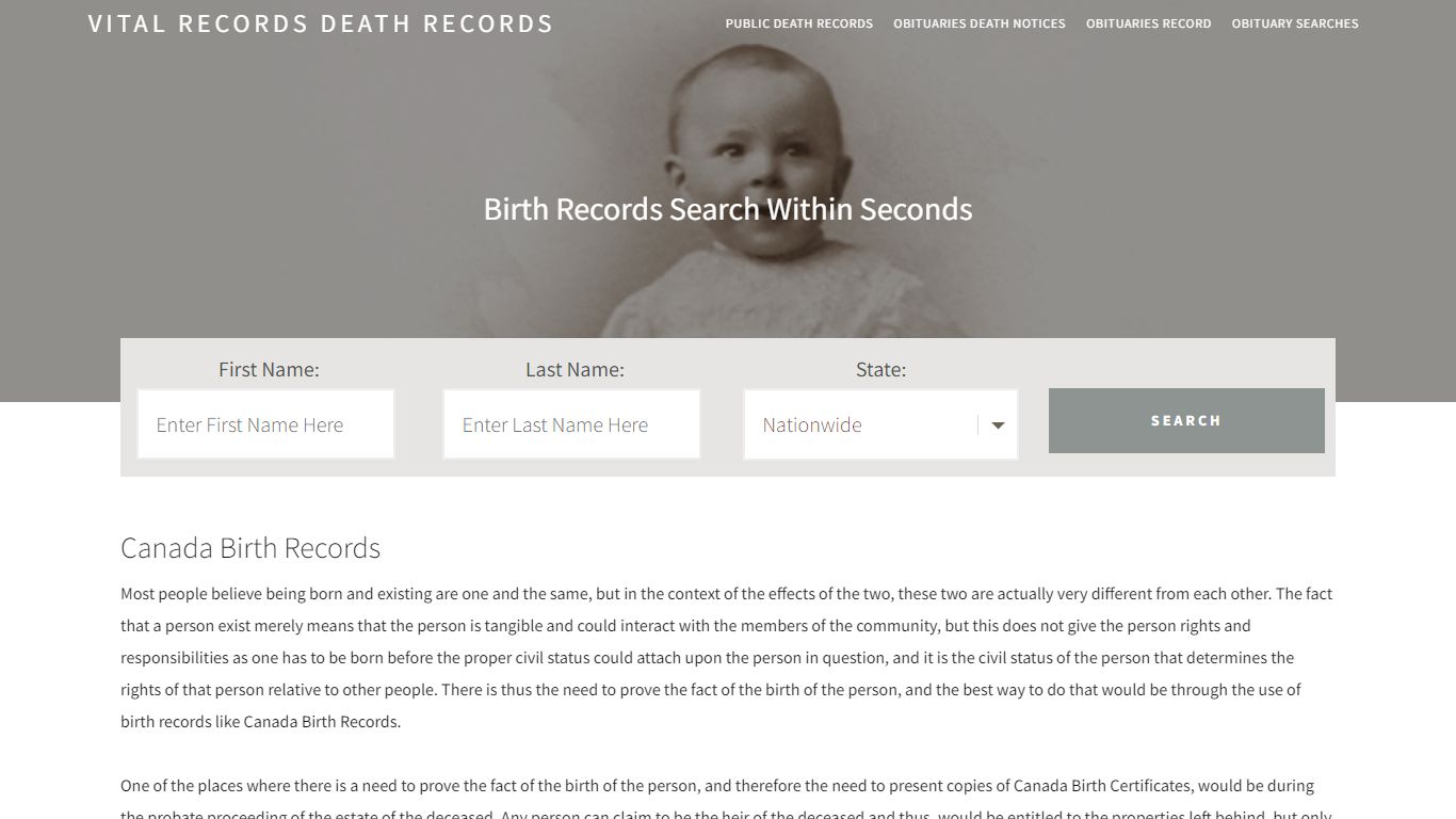 Canada Birth Records | Enter Name and Search | 14 Days Free